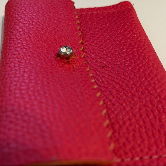 Handmade Red Leather Credit Card Business Card Case Holder - Picture 9 of 10